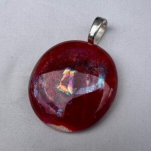 Handcrafted Elegant Iridescent Red Glass Pendant